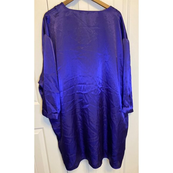 Solange Purple Embroidered Satin Kaftan Button-Front Size 26/28 - Picture 3 of 7